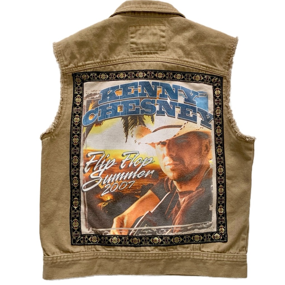 Up Cycled Unisex Denim Kenny Chesney Concert Vest Size Medium